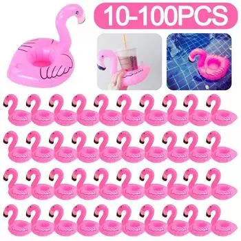 100-10 шт. подставки под воду, плавающие надувные подстаканники, плавательный бассейн, игрушка-поплавок для питья, надувной бассейн, украшение для вечеринки в виде фламинго