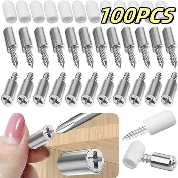 100/10 шт. саморез многослойный держатель пластины гардероба перегородки кронштейны фиксированный винт опорные колышки для полки с нескользящей втулкой