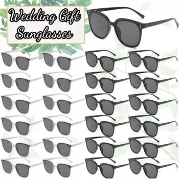 100-12 шт. свадебные солнцезащитные очки, подарки для гостей, солнцезащитные очки для девичника, подружек невесты, жениха, круглые солнцезащитные очки в стиле ретро 12Pcs чёрный