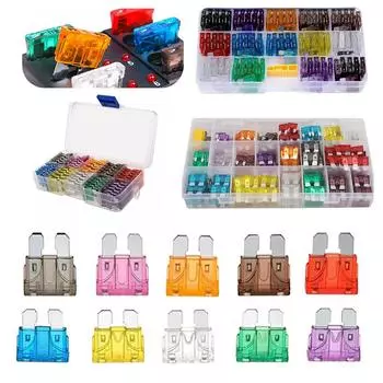 100/140/300 шт. набор автомобильных предохранителей, набор лезвийных автоматических предохранителей с футляром для хранения, набор мини-предохранителей для автомобилей, набор лезвийных предохранителей 100pcs