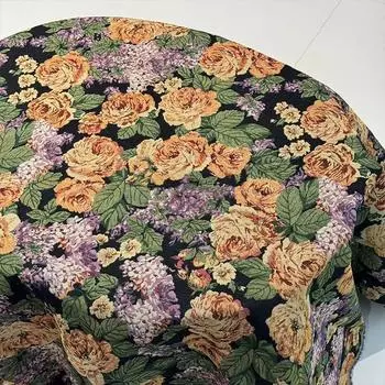 100*148 см Американский ретро-стиль Толстая цветочная пряжа-окрашенная жаккардовая ткань для масляной живописи для самостоятельного шитья одежды Подушка 100x148cm