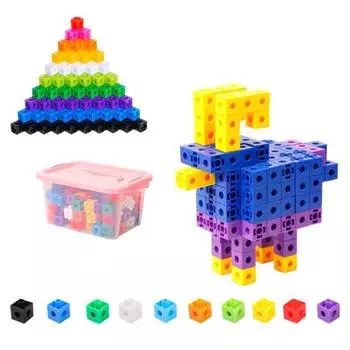 100/150/200/300/400Pcs Building Block Toy Colorful Stacking Building Brick Math Counting Learning Educational Cube Toddlers Boys Girls Gift 300