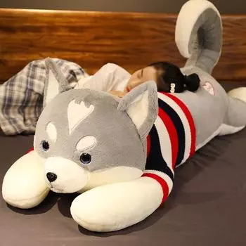 100-150 см большой размер хаски сиба-ину плюшевая игрушка мягкая игрушка собака мягкая подушка для сна прекрасный подарок для детей подарок для девочек 80cm