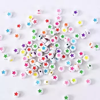 100/200/300/500 шт. акриловые бусины-звездочки, плоские круглые разделительные бусины-звездочки для изготовления украшений своими руками, аксессуары для браслетов ручной работы 4x7 мм 100PCS