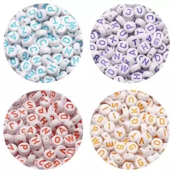 100/200/300/500 шт. Акриловые разноцветные бусины с буквами, круглые, россыпью, разделительные русские бусины для изготовления ювелирных изделий, браслетов ручной работы 100PCS