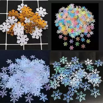 100/200/300 шт. Снежинки Рождество День рождения Свадьба Новый год Вечеринка DIY Золотые и серебряные снежинки Украшения Принадлежности 2cm 300pc white
