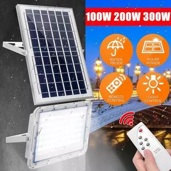 100/200/300 Вт Уличные солнечные фонари Солнечный прожектор безопасности с пультом Водонепроницаемые солнечные настенные светильники для двора сада гаража Новые 80LED