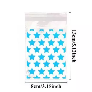 100/200 шт. цветные пакеты для упаковки со звездами, печенье, конфеты, украшения, рождественские и новогодние подарки, прозрачные самоклеящиеся пакеты со звездами 100PCS белый