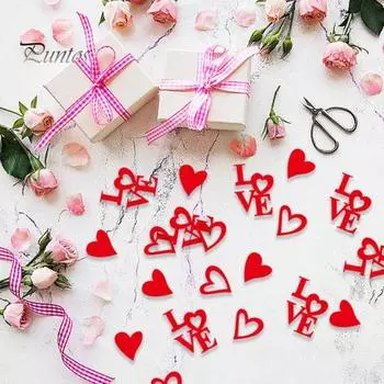 100/200 шт. День святого Валентина, свадебная вечеринка, конфетти, поделки своими руками, создают атмосферу, универсальные яркие цветные украшения для вечеринки, конфетти 100pcs красный/золотистый