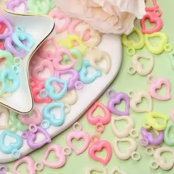 100/200 шт., пластиковый кулон в форме сердца, акриловые бусины, ожерелье, браслет, аксессуары, разноцветные, ярких цветов, для изготовления ювелирных изделий, сделай сам, свободные бусины Style4 200Pcs