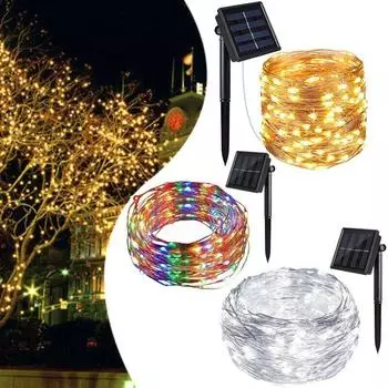 100/200 светодиодов 10 м 20 м уличные светодиодные солнечные гирлянды сказочный свет для вечеринки, свадьбы, сада, декор