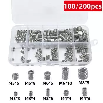 100/200pcs 304 stainless steel hex socket socket set flat end set screw