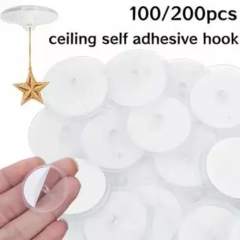 100/200Pcs Ceiling Strong Traceless Small Disc Hook Transparent Suction Self Adhesive Hooks Hanging Xmas Ornament Home Storage