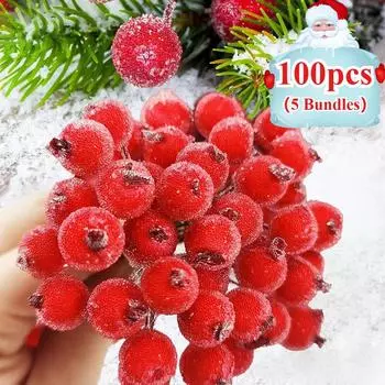 100/20 шт. искусственные замороженные ягоды падуба, мини-рождественские поддельные ягоды, букет тычинок для венка своими руками, украшение для рождественской вечеринки 20PCS-(1 Bundle) вино красного