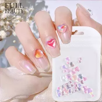 100/20 шт. яркие цветные камни для маникюра в форме сердца, украшения для ногтей, украшения для дизайна ногтей, украшения «сделай сам»