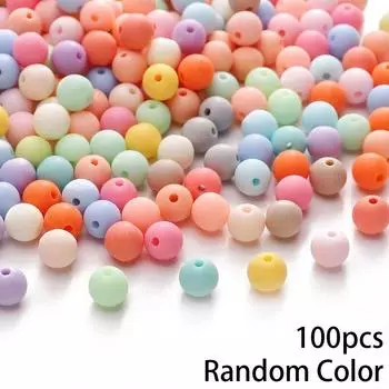 100/300/500 шт 0,8 см акриловые случайные разноцветные макаронные бусины с прямым отверстием круглые бусины для самостоятельного изготовления бусин для украшения бусин интервал между бусинами 100pcs разноцветный