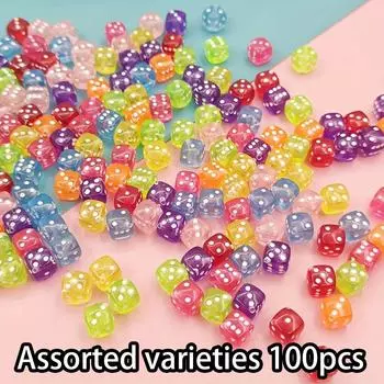 100/300/500 шт. акриловые квадратные игральные кости в форме браслета своими руками ожерелье серьги брелок бусины бусины квадратные игральные кости бусины подвеска аксессуары Assorted varieties 100pcs