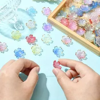 100/300/500 шт. акриловых бусин-цветочков, прозрачные и красочные маленькие бусины-цветочки, подходят для изготовления украшений и декора своими руками Assorted varieties 100pcs