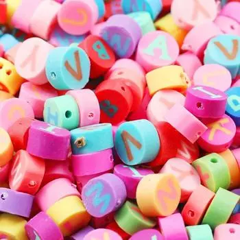 100/300/500 шт. Цветные глиняные бусины в форме букв, полимерная глина, бусины ручной работы, ожерелье, серьги, изготовление перфорированных бусин, сделай сам, поделки, буквы Random Color 100pcs