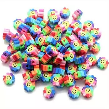 100/300/500 шт. Красочные цветочные мягкие керамические бусины креативное лицо красочные декоративные бусины ожерелье браслет цепочка для ног DIY изготовление бусин 100pcs