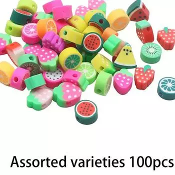 100/300/500 шт. Летние мягкие керамические разноцветные фруктовые формы яблок, авокадо, ананаса, грейпфрута, мягкие керамические бусины, браслет, ожерелье, серьги своими руками Assorted varieties 100pcs