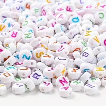 100/300/500pcs Acrylic Material Letter Beads Colorful Acrylic Letter Beads Round Decorative Beads DIY Bracelet Necklace Earrings Keychain 100pcs
