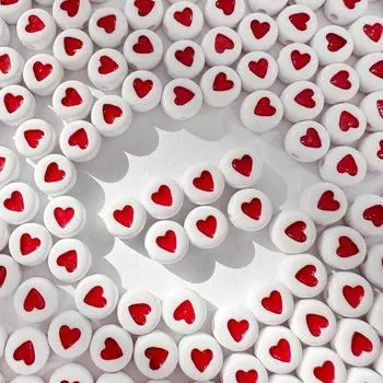 100/300 шт. Красные бусины в форме сердца, акриловые бусины в форме любви, свободные разделительные бусины, подходящие к бусинам в форме пони для браслетов, ожерелий, изготовления ювелирных изделий, брелоков своими руками 100pcs красный/белый