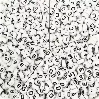 100-500 шт. акриловые белые бусины AZ 26 букв круглые свободные разделительные бусины алфавита для изготовления ювелирных изделий аксессуары для браслетов своими руками 100PCS