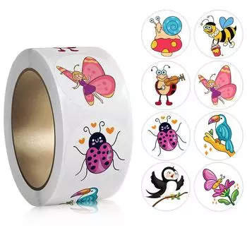 100-500 шт., милая наклейка с героями мультфильмов, поощрительная наклейка для детей, подарок на день рождения/праздник, вечеринка, герметичная упаковка, декор, этикетки
