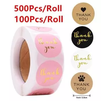 100/500 шт розовые бумажные этикетки наклейки фольга спасибо наклейки Скрапбукинг 1 свадебный конверт уплотнения ручной работы канцелярские наклейки 100Pcs/Roll-H01
