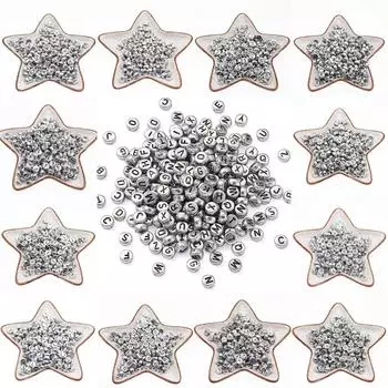 100-500 шт. серебряного цвета AZ 26 бусины с буквами круглые свободные акриловые бусины с буквами алфавита для изготовления ювелирных изделий своими руками браслет ручной работы 100PCS