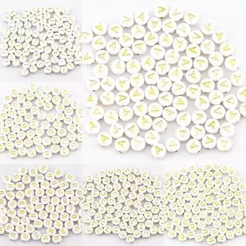 100-500PCS Acrylic A-Z 26 Letter Beads White Gold Color Loose Spacer Alphabet Beads For Jewelry Making DIY Bracelet Necklace 100PCS