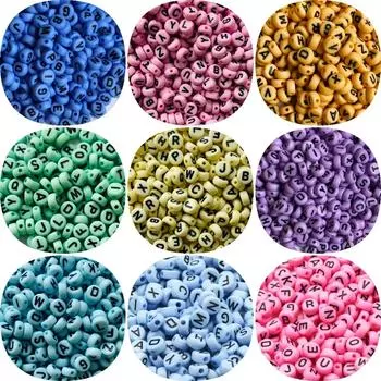 100-500pcs Acrylic Round Letter Beads Colorful Loose Spacer Alphabet Beads For Jewelry Making DIY Necklace Bracelet Accessories 100PCS светло-синий
