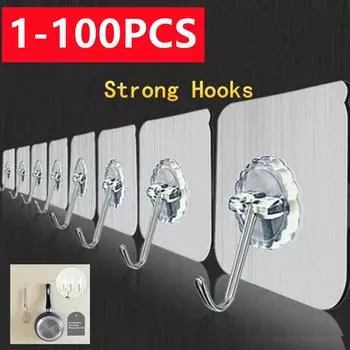 100/50/10/2 шт. держатель прочная прозрачная вешалка на присоске дверная швабра крючки для халатов 1Pc белый