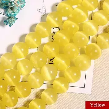 100-50 шт. 4-8 мм для изготовления ювелирных изделий натуральный камень кошачий глаз камень свободные бусины DIY кулон ожерелье браслет 4 mm жёлтый