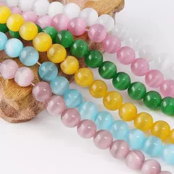 100-50 шт. 4-8 мм натуральный кошачий глаз опал свободные круглые бусины для изготовления ювелирных изделий DIY ожерелье браслет кулон материал ручной работы 4 mm жёлтый