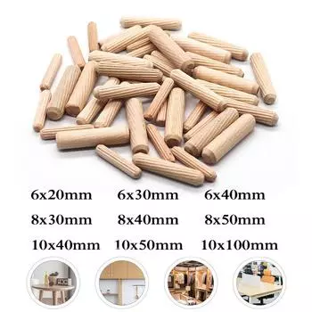 100/50 шт. Дюбель для деревообработки, штифты для рукоделия, набор стержней, мебельный штифт, штифт для деревянного шкафа, ящика, круглая рифленая древесина 50pcs