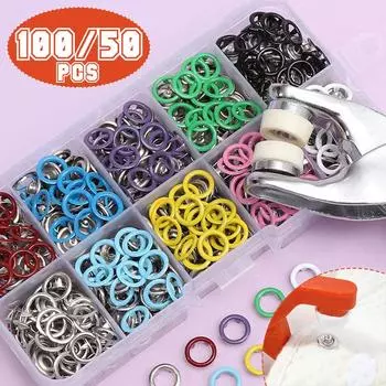 100/50 шт. Пряжка и заклепки, металлические плоскогубцы, набор когтей для заклепок, набор инструментов для установки пряжки, ручные плоскогубцы с коробкой 1 Pliers&50 Silver Button