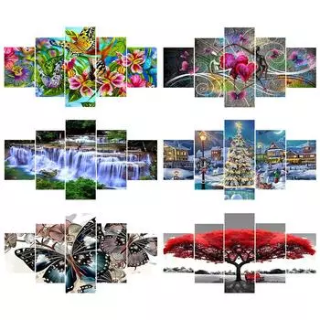 100*50 см 5D DIY полная круглая дрель алмазная картина пентаптих декор домашнее искусство ремесло горный хрусталь алмазная картина домашний настенный декор ZSH1029