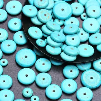 100/60/30/20/10 шт. 6/8/12/14/16 мм зеленая плоская круглая бусина бирюзовая разделительная бусина натуральный драгоценный камень для изготовления ювелирных изделий 14mm 20Pcs