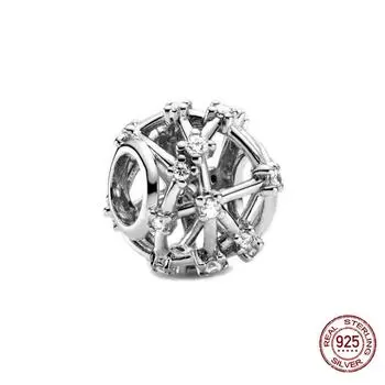 100% 925 пробы серебряные подвески круглые полые бусины подходят для модного браслета с подвесками для женщин своими руками модные ювелирные изделия