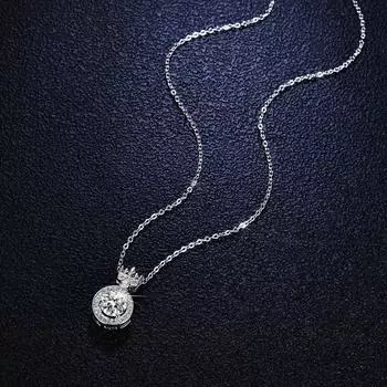 100% 925 пробы серебряный кулон 1 карат муассанит ожерелье женская мода принцесса корона новый серебряный кулон ключичная цепочка