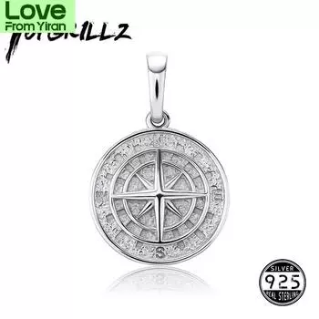 100% 925 пробы стерлингового серебра компас кулон высокое качество золото / платина покрытая ювелирные изделия персонализированные ювелирные изделия для женщин 20inch