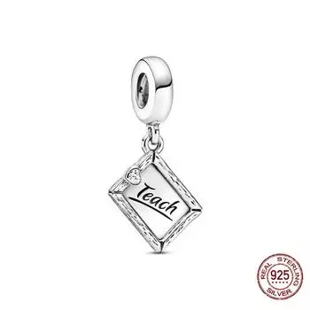 100% 925 пробы стерлингового серебра шармы квадратные бусины подвески подходят модные браслеты с подвесками для женщин DIY модные ювелирные изделия