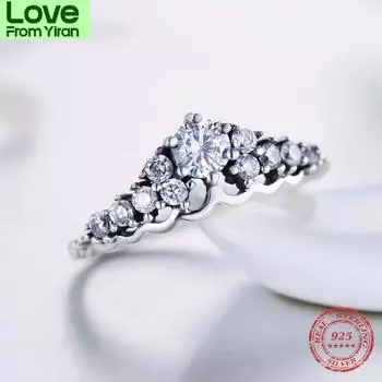 100 %925 Sterling Silver Crown Rings Fashion Classic Stackable Ring Vintage For Women Sparkling Instagram Style 6