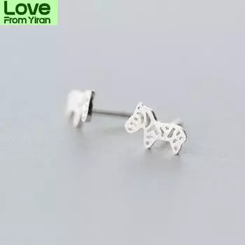 100 %925 Sterling Silver Ethnic Zebra Stud Earrings For Women Elegant Lady Prevent Allergy Brincos Pendientes New A098