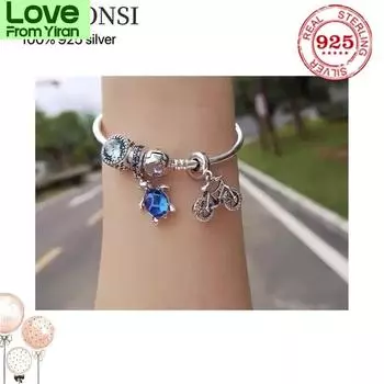 100% стерлингового серебра 925 пробы браслет Pan серии Magic Land Charms Bangle для женщин, подходит для оригинальных ювелирных изделий Diy Charm 18cm