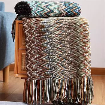 100% акрил, ручная вязка, летнее одеяло с кисточками, для кровати, дивана, путешествий, дышащее, шикарное, в богемном стиле, мягкое, удобное одеяло 127x170-with whisker