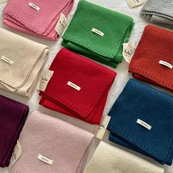 100% австралийская чистая шерсть вязаный шарф женский зимний мягкий вощеный премиум утолщенный теплый однотонный шарф 135-175CM темно-серого