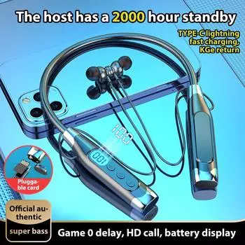 100 часов Playtim Bluetooth наушники с микрофоном магнитная TF-карта удобная беспроводная гарнитура с шейным ремешком синий